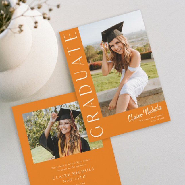 Invitación Graduación vertical de fotos moderna (Subido por el creador)