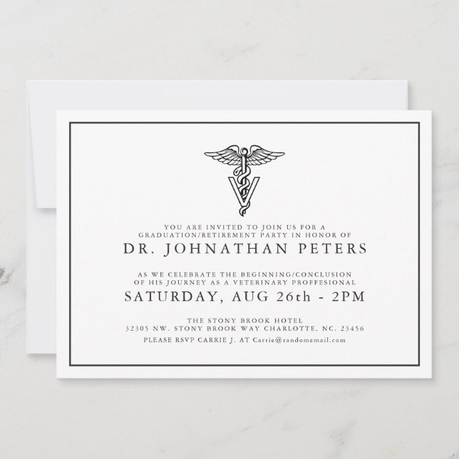 Invitación Graduación Veterinaria Mínima|Invitación a la jubi (Anverso)