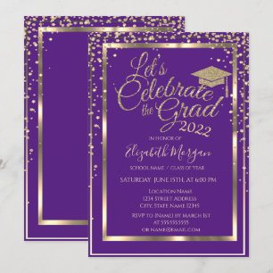 Invitación Graduación violeta de la capa de graduación Diaman