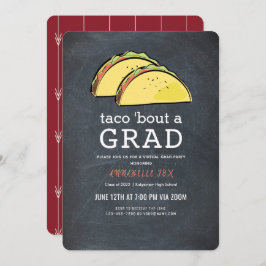 Invitación Graduación virtual de Taco Bout GRAD Chkbd Burgund
