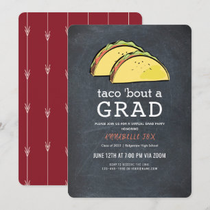 Invitación Graduación virtual de Taco Bout GRAD Chkbd Burgund