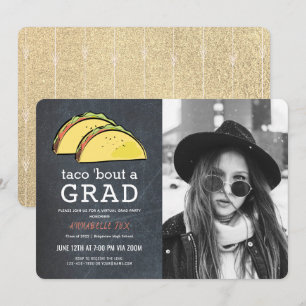 Invitación Graduación virtual de Taco Bout GRAD Photo Gold