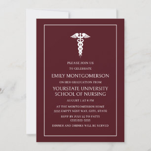 Invitación Graduada de la Escuela de Enfermería Burgundy Eleg