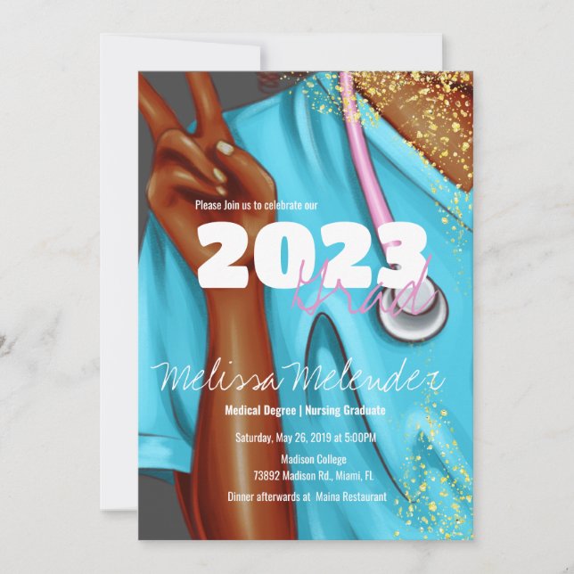 Invitación Graduada en Enfermería Clase de 2023 (Anverso)