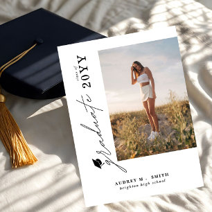 Invitación Graduada en guión moderno 4 Foto de graduación