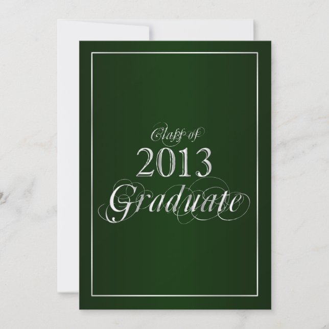 Invitación graduada verde y de la plata con clase (Anverso)
