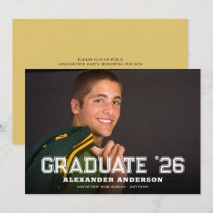 Invitación Graduado 2026 Fiesta de Graduación con Foto Comple