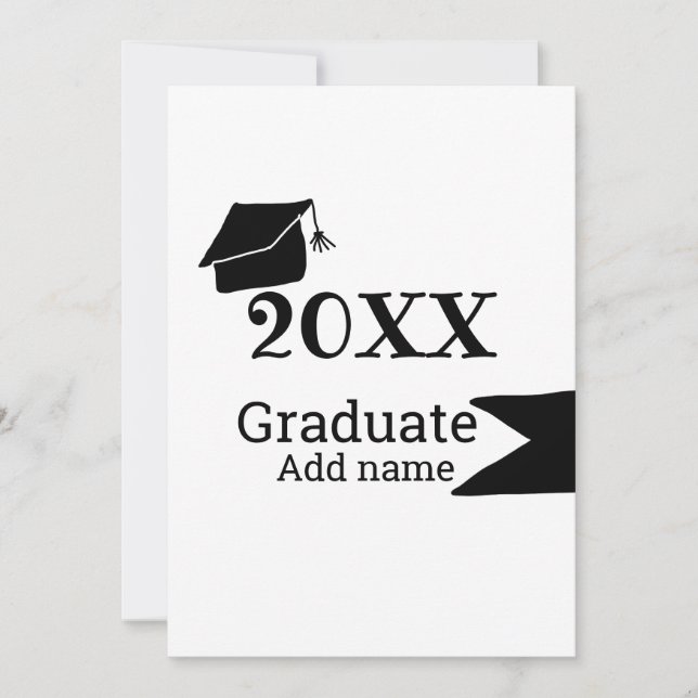 Invitación Graduado 20XX gorra de graduación simple mínimo mo (Anverso)