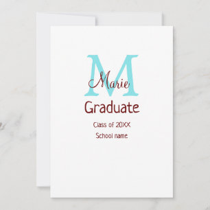 Invitación Graduado agregar nombre monograma verde rosa simpl