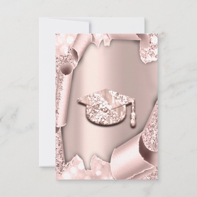 Invitación Graduado Bachelorette CHICA Rosa Rosado 3D (Reverso)