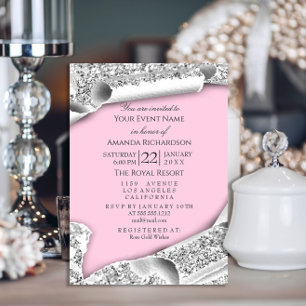 Invitación Graduado CAP Bachelorette Party Plata Rosa