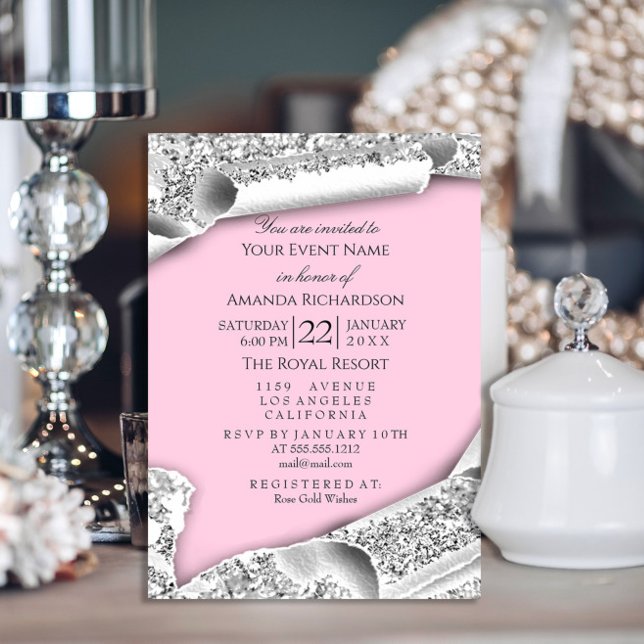 Invitación Graduado CAP Bachelorette Party Plata Rosa (Subido por el creador)