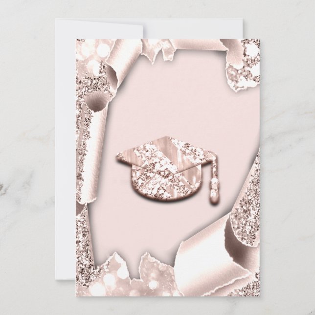 Invitación Graduado CAP Bachelorette Party Rosa 3D rosa (Reverso)