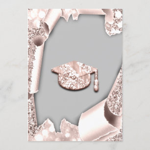 Invitación Graduado CAP Bachelorette Party Rubor Rosa Gris