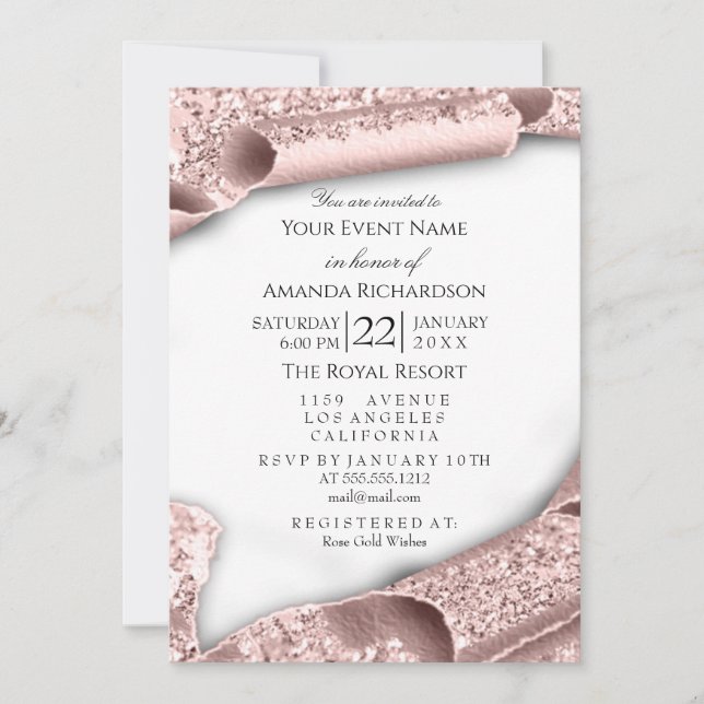 Invitación Graduado CAP Bachelorette Rosa Blanca 3D (Anverso)