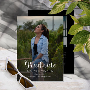 Invitación Graduado Clásico de Script Dos Graduación de Foto 