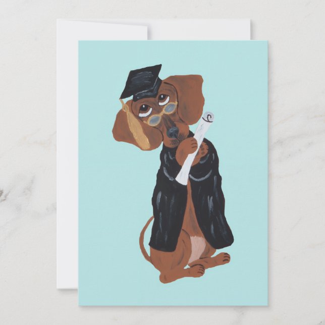 Invitación Graduado Dachshund (Anverso)