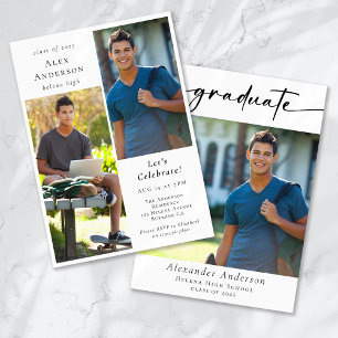 Invitación Graduado de caligrafía multifotografía