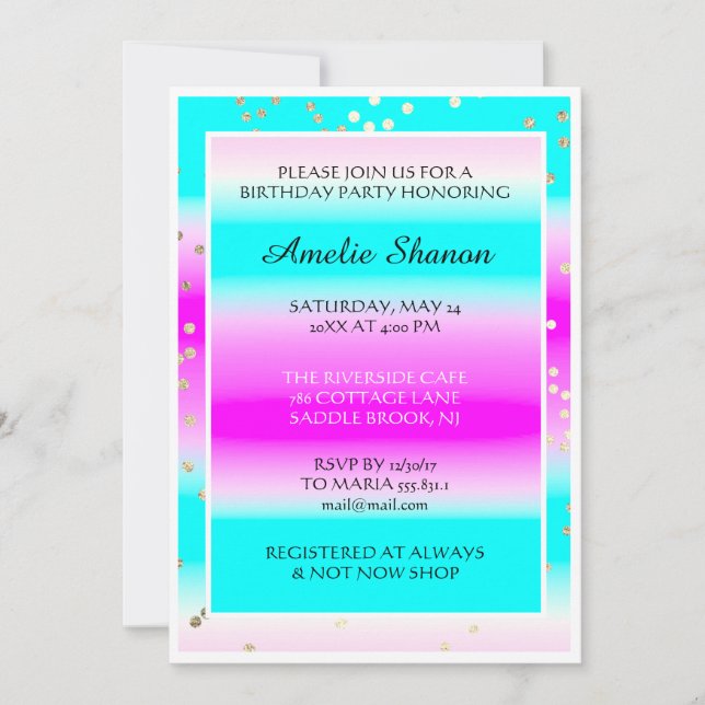 Invitación Graduado de cumpleaños, foto de Confetti de oro az (Anverso)