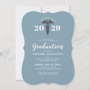 Invitación Graduado De Enfermería Dusty Blue Clase Médica