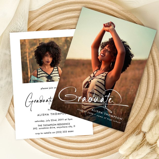 Invitación Graduado de escritura moderna 2 Fiesta de graduaci (Subido por el creador)