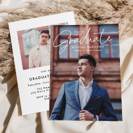 Invitación Graduado de escritura moderna 2 Fiesta de graduaci