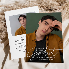 Invitación Graduado de escritura moderna 2 Fiesta de graduaci