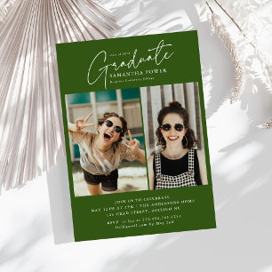 Invitación Graduado de escritura moderna 2 Fotos fiesta de gr