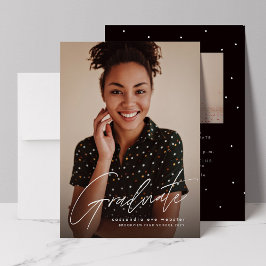 Invitación Graduado de escritura moderna simple foto graduaci