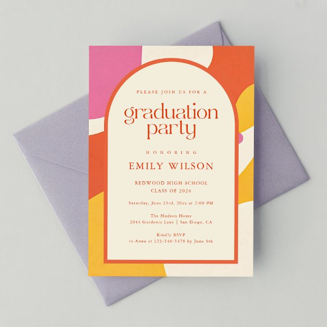 Invitación Graduado de Escuela Secundaria Marco Retro (Subido por el creador)