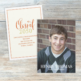 Invitación Graduado De Foto Clase Simple Moderna De Oro Naran