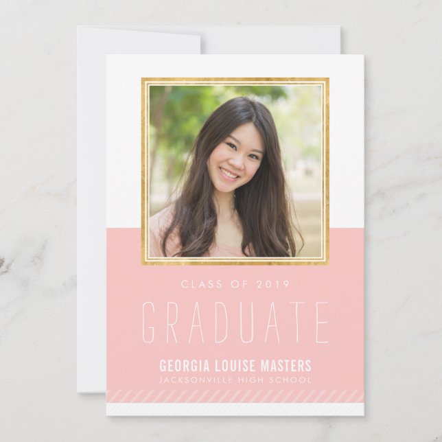 Invitación GRADUADO DE FOTOGRAFÍA minimalista marco adorable  (Anverso)