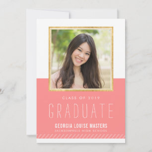 Invitación GRADUADO DE FOTOGRAFÍA minimalista marco de oro li