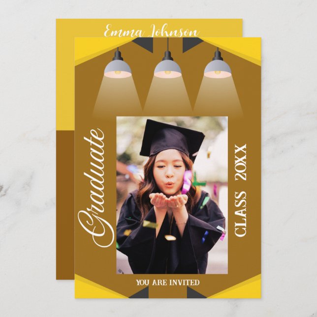 Invitación Graduado de graduación de la Escuela Superior Brow (Anverso / Reverso)