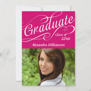Invitación Graduado De Guión De Ritmo Rosado Caliente