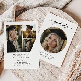 Invitación Graduado de guión moderno 4 Collage de fotos