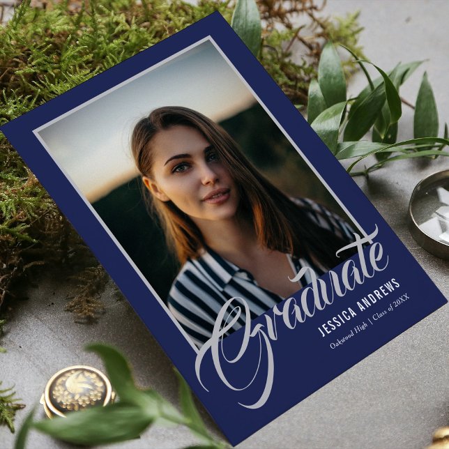 Invitación Graduado de imagen editable moderna azul | Graduac (Subido por el creador)