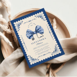 Invitación Graduado de la Escuela de Enfermería Blue Toile Bo
