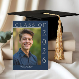 Invitación Graduado de la promoción de 2026 en azul clásico c