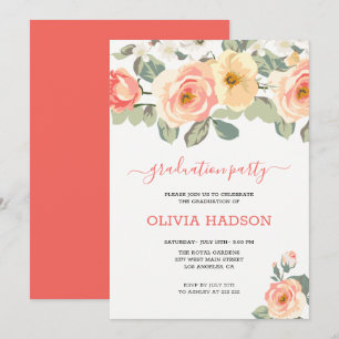 Invitación Graduado de Rosas de Rubor