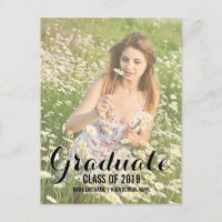 Graduado de verano moderno invita postal fotográfi