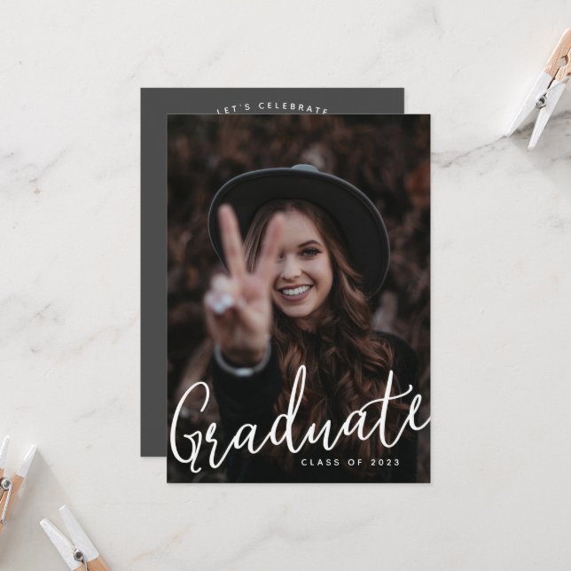 Invitación Graduado Dos Personalizados de fotografía Graduaci (Anverso/Reverso In Situ)
