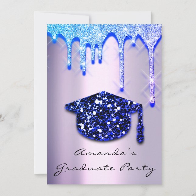 Invitación Graduado Dris Azul Navy Efecto Cap3D Glam Purple (Reverso)