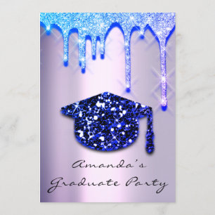 Invitación Graduado Dris Azul Navy Efecto Cap3D Glam Purple