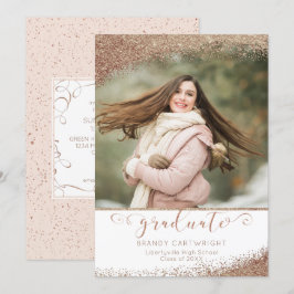 Invitación Graduado elegante de guiones del Purpurina de oro