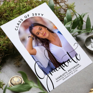 Invitación Graduado Elegante guión de foto de arco de graduac