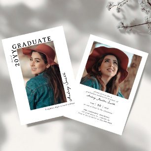 Invitación Graduado en Escritura Moderna 2 Graduación de Foto