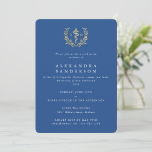 Invitación Graduado en Medicina Osteopática Azul/Dorado