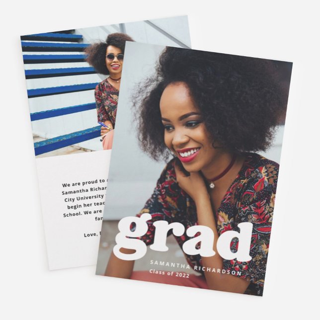 Invitación Graduado en negrita | Graduación Moderna De Dos Fo (Subido por el creador)