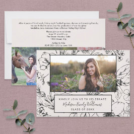 Invitación Graduado Fiesta 4 Foto Guión botánico Rubor